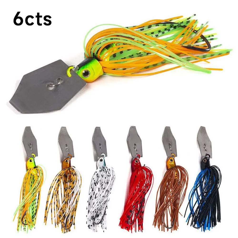 Fishing Lures with Hook (6 Counts/set), Artificial Wobbler Buzzbait Jigging Lure, Spinner Spoon for Pike, Outdoor Fishing Accessories