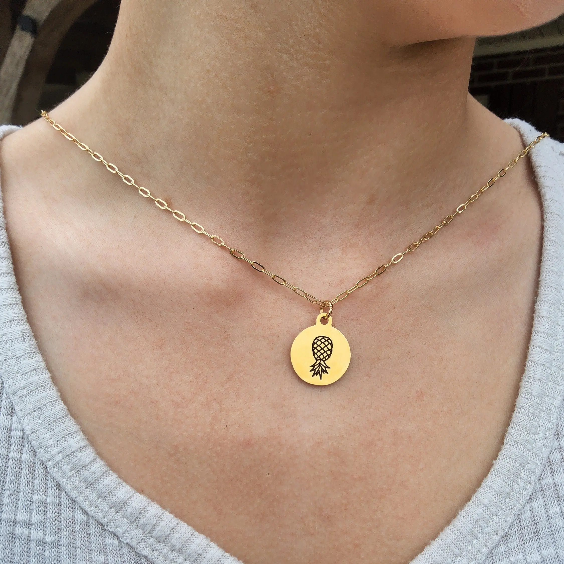 Gold Upside Down Pineapple Necklace