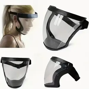 Adjustable Full Face Protection Mask, Durable Plastic Safety Visor with Transparent Shield, Heat Resistant, Impact Resistant, Easy Drawstring Closure, Protective Mask