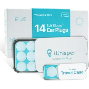 Plugs (14 pcs) | Soft Silicone | Reusable Silicone Plugs for Swimming, Sleep, Travel, Noise & Snoring | Moldable Comfort Fit Wax Earplugs for Sleep | Waterproof Swim Plugs Adults