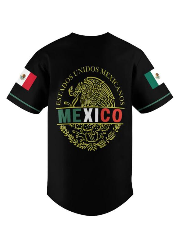 Mexico Heritage Baseball Jersey, Baseball Shirt, Tricolor Limited Edition with Embroidered Eagle & Classic Button-Up Design