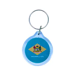 Round Acrylic Keychain - State Flag Delaware - USA