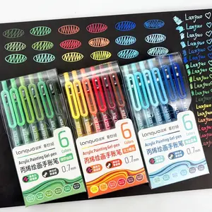 Languo 6 Colors Series Neutral Pen, 0.7mm Fine Tip, Large Ink Capacity, Quick-Dry, Waterproof, Ideal for Drawing, Writing, DIY Projects, Aesthetic Gel Pens