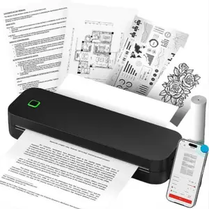 Portable A4 Label Printer, Wireless Connection, Tattoo Paper Printing, Type-C Rechargeable, Lightweight for Home and Travel Office Use