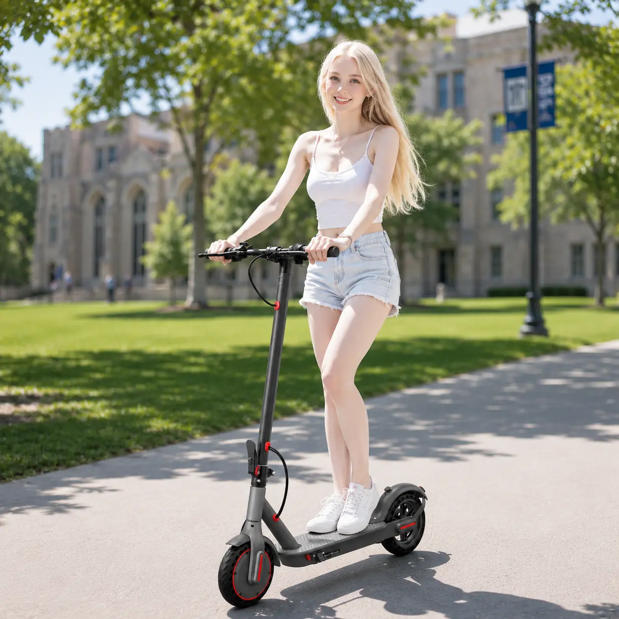 Foldable Electric Scooter for Adults & Teens, 350W Motor, 19MPH, 12 Miles Range, App Control Commuter Scooter with Headlight for College Campus