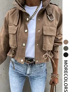 New Trendy Utility Style Casual Women's Jacket Coat, Fashionable Workwear Outerwear, Comfortable Ladies' Clothing for Daily Wear, Everyday