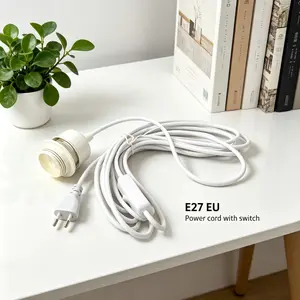 E27 Power Cord with Switch, 177.17 Inch, Suitable for DIY Light Fixtures, European Standard, No Bulb or Shade Included