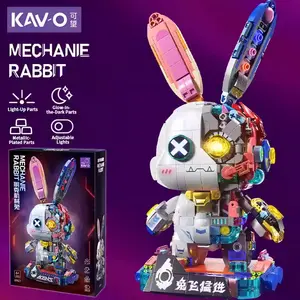 1377 PCS 3D Light-Up Mechanical Rabbit Building Blocks,Animation Series Medium Rabbit,STEM bundle bricks,Creative DIY Toys for Kids-Durable Set Design,Perfect Birthday Gift for grown Boys Girls Fun Home Decor & Party Favors Christmas Halloween Valentine's