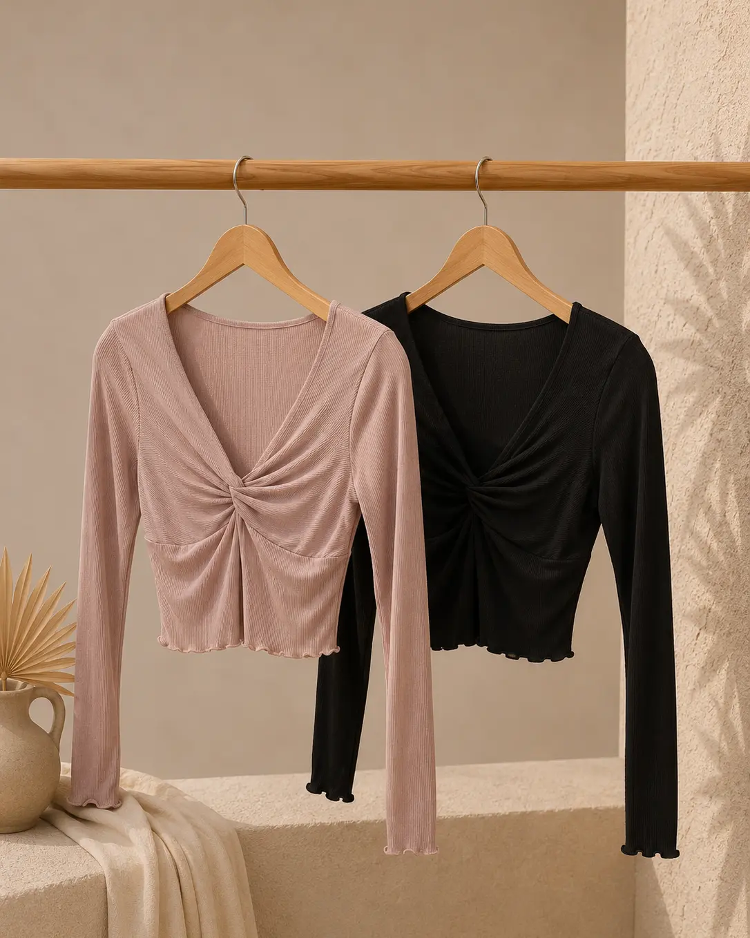 Long Sleeve Twisted Knit Top Cardigan