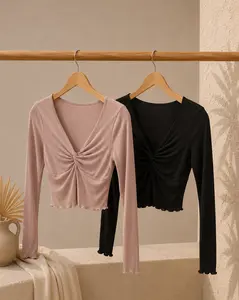 Long Sleeve Twisted Knit Top Cardigan