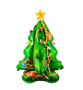 2024 - 55" 4D Aluminum Foil Balloon Christmas Tree Decoration with Start and Garland- Self-Sealing - 55 inches Set Colorful Standing Tape Topper Traditional Print Pump Glass christmas decoration