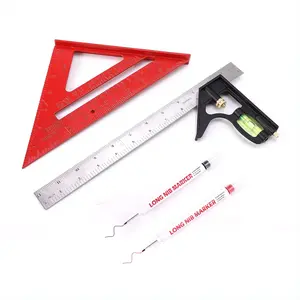 Rafter Square Combo Set, 12 Inch Aluminum, Carpenters Square(Red)