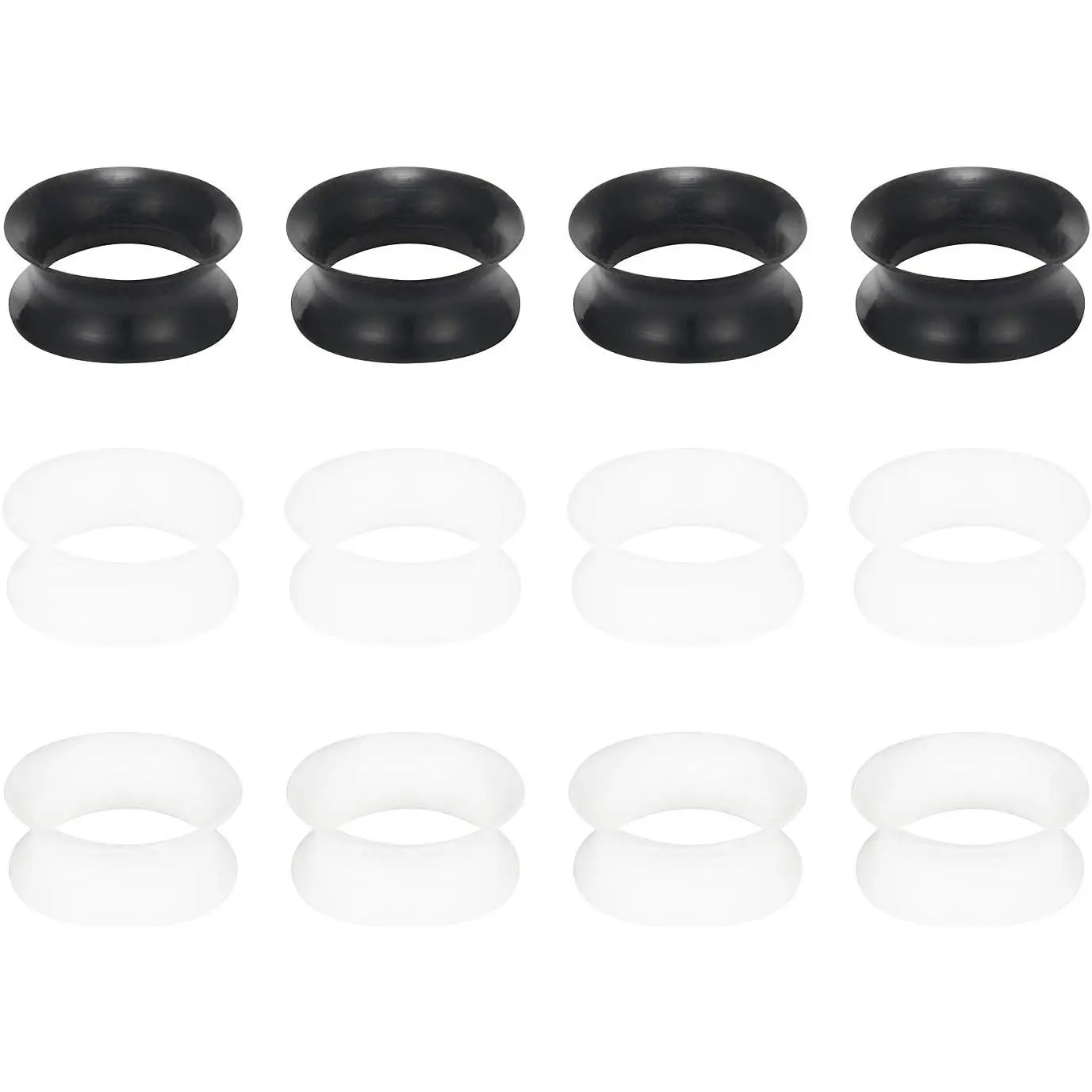 10G-50mm Thin  Gauges for Ear Flexible Double Flare Gauges Tunnels Expander Stretching Gauge Earlets Plugs Gauges Kit Earlets Retainer Same Sizes 3 Colors