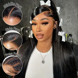 [Clearance Sale]CurlyMe 13x6 Full Lace Frontal Straight Human Hair Wear Go Glueless Wig With Elastic Draw-string