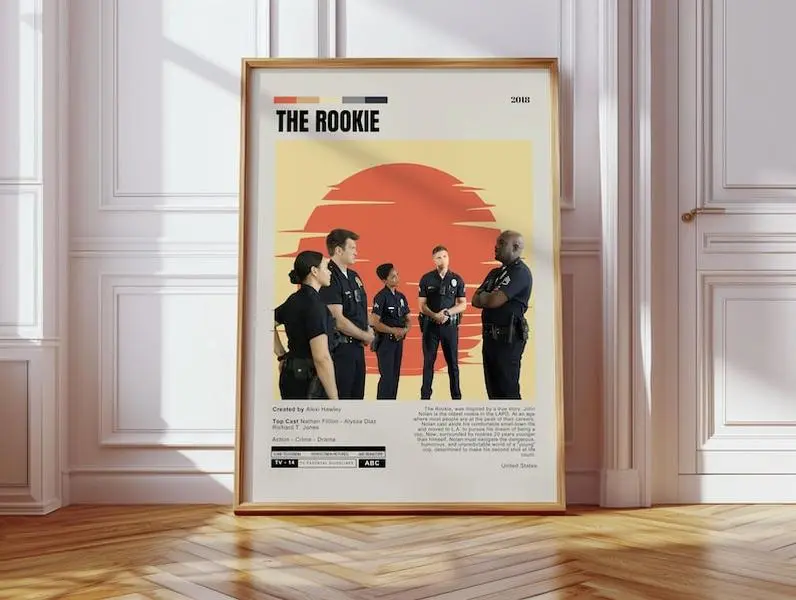 The Rookie Tv Series Poster, The Rookie Print, Minimalist Tv Series, Vintage Retro Art Print, Wall Art Print, Mid century modern