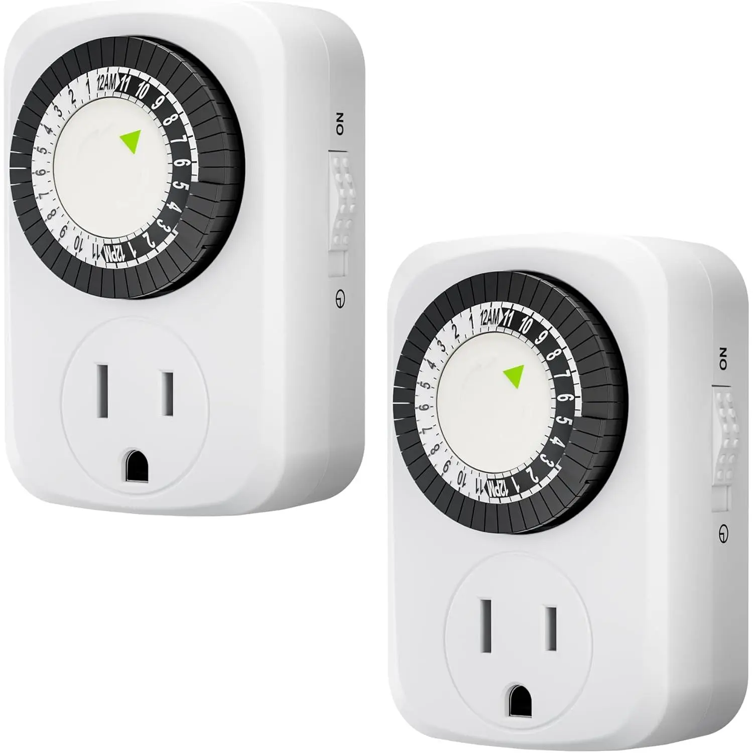 Indoor Mini 24-Hour Mechanical Outlet Timer, for Electrical Outlets, 30 Minute Intervals, 3-Prong, 2-Pack, Light Timer for Indoor Lighting, ETL Listed