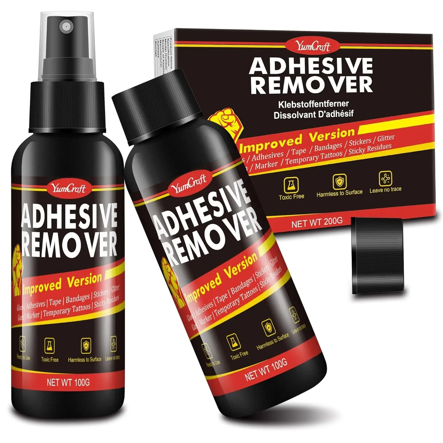 Adhesive Remover - 7oz Label Remover Spray with Plastic Scrapers, Glue Remover for Car, Windows, Glass, Plastic, Floor, Wall, Rapidly Removes Gum, Tape, Stickers, Glue, Labels, Residues