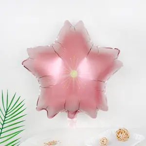 Double Sided Cherry Blossom Pentagram Aluminum Foil Balloon, 1 Count Romantic Exquisite Balloon, Party Decoration Supplies for Wedding Birthday Festival