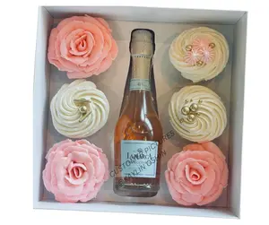 10in x 10in x 5in Wine Bottle Treat Box with Clear Lid and 6 Cupcake Slot Inserts