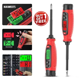 KAIWEETS Voltage Tester Screwdriver, NCV, AC 3V-500V With LCD Alert Display, Live Wire Test, Wire Breakpoint Finder, Audible Alarm, Portable Electrical CircuitDetector Tool for Home & Pro Use, For DIY enthusiasts, Flathead screwdriver, Red