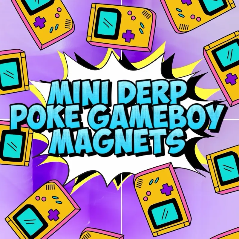 Playful Mini-Derp Poke Gameboy Magnetic Accessory - 1 Magnet Per Pack, Collectible Non-Sports Trading Card Decor, Home Display Funny Decorative Refrigerator Magnet, Refrigerator Magnets, Magnets For Fridge