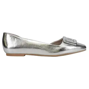Chinese Laundry Womens Raelynn Metallic Slip On Flats Casual - Silver