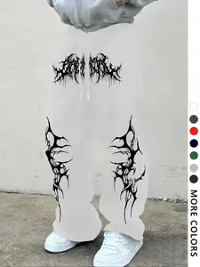 Men's Casual Loose-Fit Jogger Pants, Drawstring Waistband, All-Season Comfortable Fabric, Stylish Design for Everyday Wear