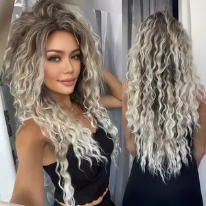 wig fashion ，Women's Curly Lace Front Long Curly Wig, High-Temperature Fiber Material, Full Head Wig, First Choice for Parties (1 piece) Body Wave Wig