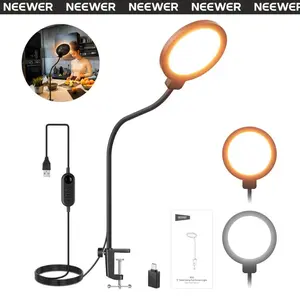 NEEWER Entry Level Version 5" Edge Lit Streaming Light with Desk Clamp Stand, 10W Bi Color Full Screen LED Ring Light CRI80+, Computer Laptop Webcam Zoom Call Video Conference Recording Lighting, N32