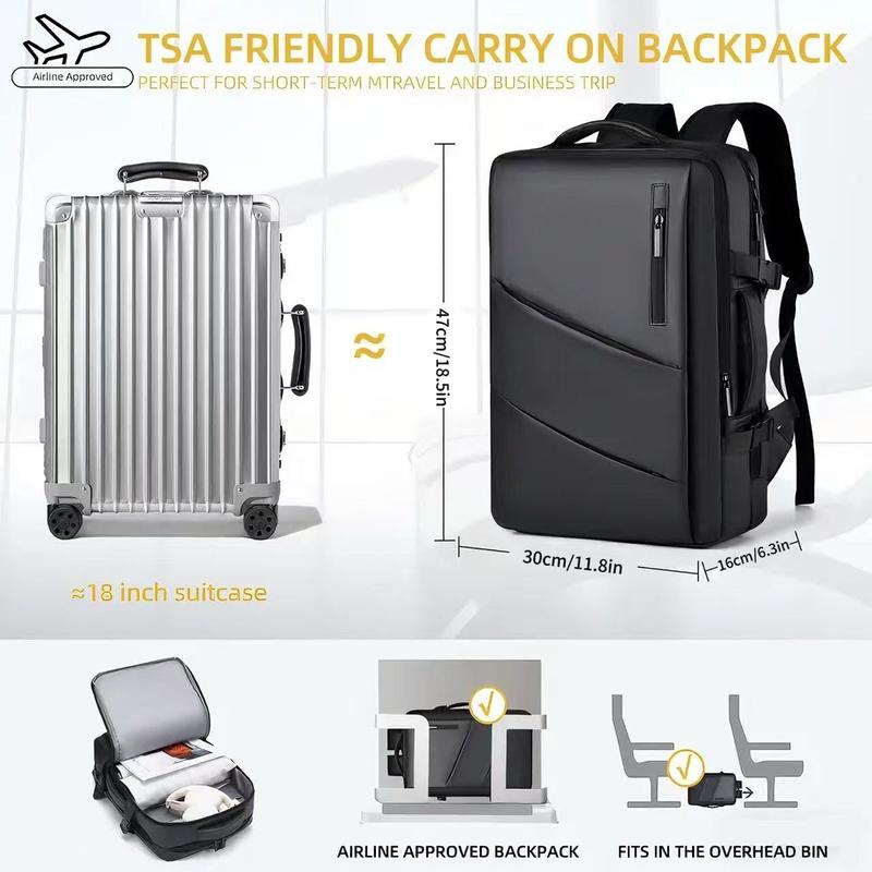 MSBAG Large Travel Backpack for Men & Women 35L- TSA - Approved Carry On Backpack with USB Charging Cable, 15.6” Laptop Compartment -for Hiking, Business, Work-commuting, College, Weekender Backpacking