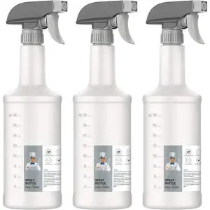 24 oz Empty Plastic  Bottles for Cleaning Solutions, Heavy Duty Household   Bottles with Measurements and Adjustable Leak Proof Nozzle, 3 Pack