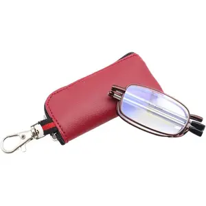 Folding Reading Glasses for Men Women Blue Light Blocking  with Keychain Compact Bags