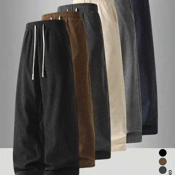 3-Pack Men’s Summer Corduroy Straight-Leg Pants — Casual, Loose, Versatile Athletic Style