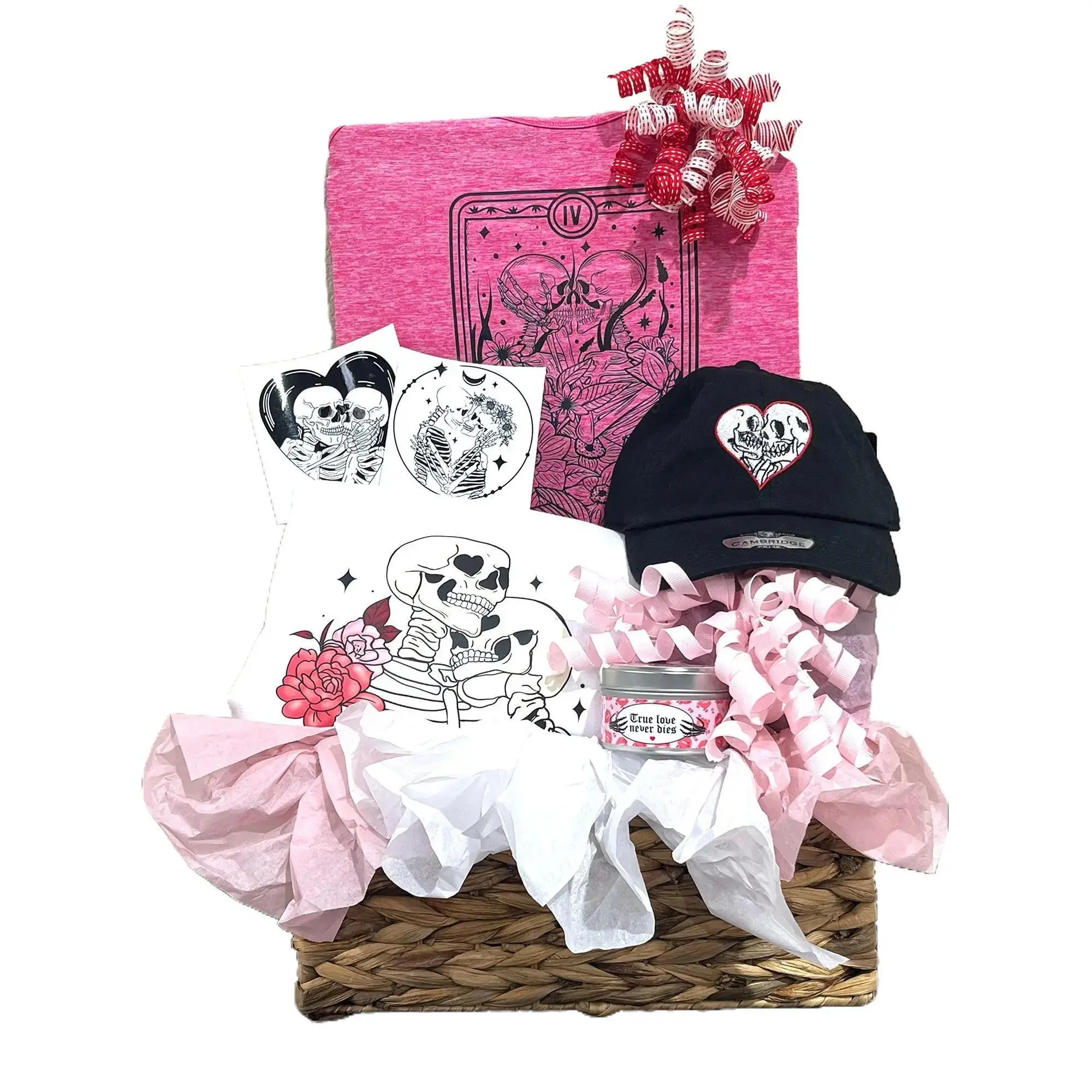 Valentines Day Gift Box for Women, Skeleton Lovers Gifts, Skull Love, Valentine Gift Box for Wife, Valentine's Day Gift Basket, For Wife, Anniversary Gift, For Her, For Wife, For Girlfriend, Massage Candle, Embroidered Dad Hat, Skully Lovers