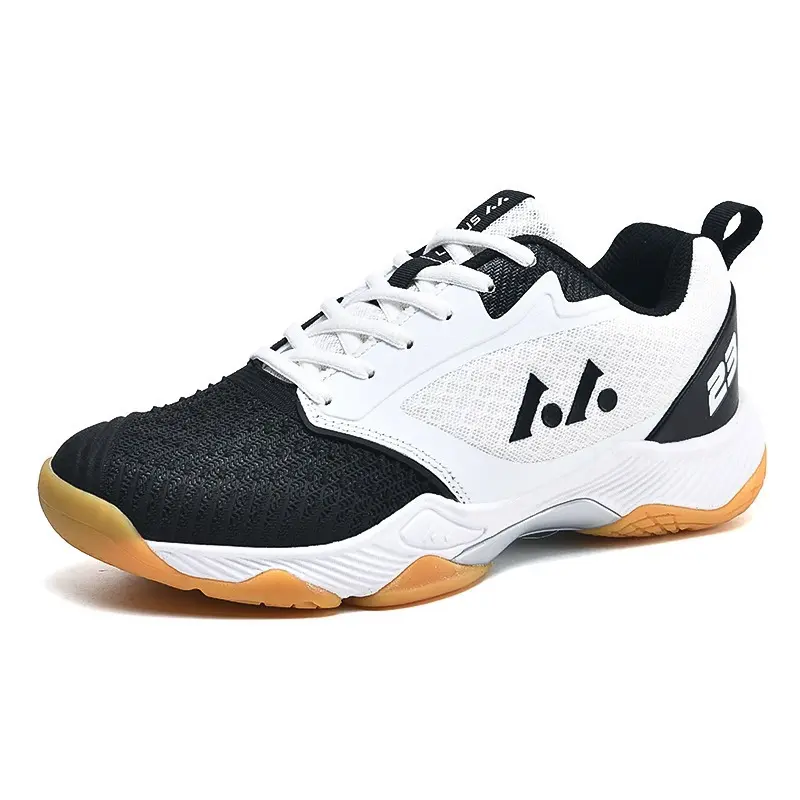 Unisex Breathable Knit Badminton Shoes, Non-Marking Gum Rubber Sole Indoor Court Sneakers for Men Women, Anti-Torsion Shock Absorbing Training Footwear for Tennis Volleyball