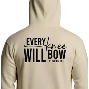 Jesus Sweater - Hooded Casual Sweater with Inspirational Text "Every Knee Will Bow" Hoodie Womenswear Pullover Sweatshirts Tops Long Sleeve