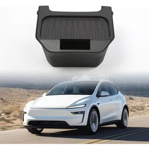 Rear Center Console Trash Can Garbage Bin For Tesla Model Y Juniper 2025 2026, Anti-Slip & Durable Under Seat Storage Box Organizer with Lid Cover for Model Y Juniper Interior Accessories (1 Pack)