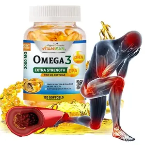 Omega 3 Fish Oil Capsules Triple Strength EPA & DHA, Burp-Less 120 sofgels NEW Formula for Essential Fatty Acids Healthcare Supplement - Vitamin