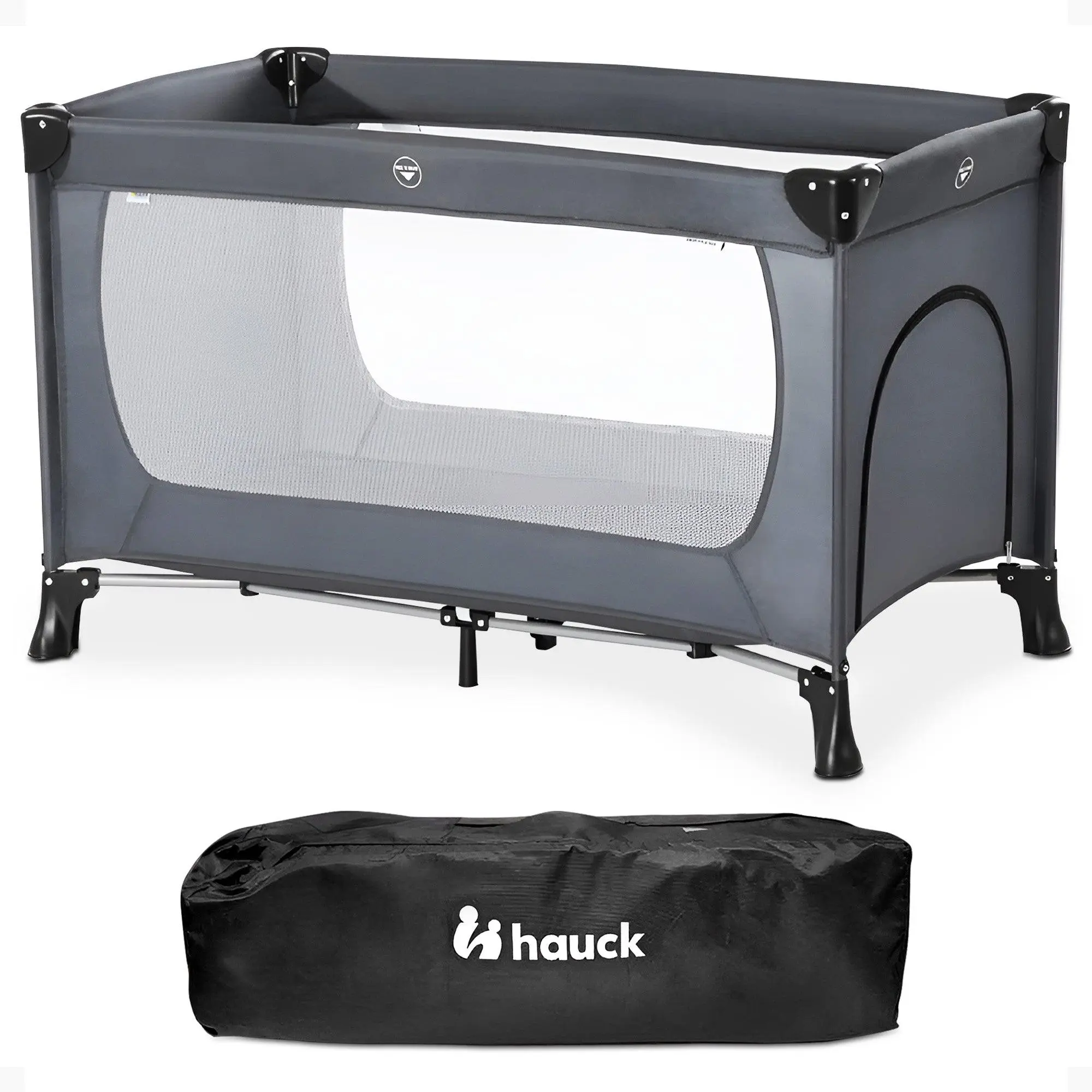 hauck Dream N Play Plus Travel Pack Cot, Babies & Toddlers up to 33 Pounds, Grey