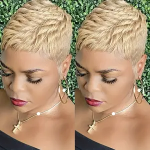 NEW Arrived Women's Brazilian Remy Human Hair Pixie Cut Wig - Natural Look Short Bob with Layered Bangs, 150% Density High Volume, Rose Net Cap for Everyday & Special Events (Halloween, Christmas, Parties)/B- Natural Hair Replacement, Versatile Hairpiece