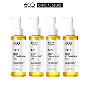 ECO Finest Cleansing Oil with 14 Plant-Based Ingredients (120ml x 4) features a pure and lightweight oil texture that delivers a refreshing and cleansing effect, soothingly removing makeup and is hypoallergenic.