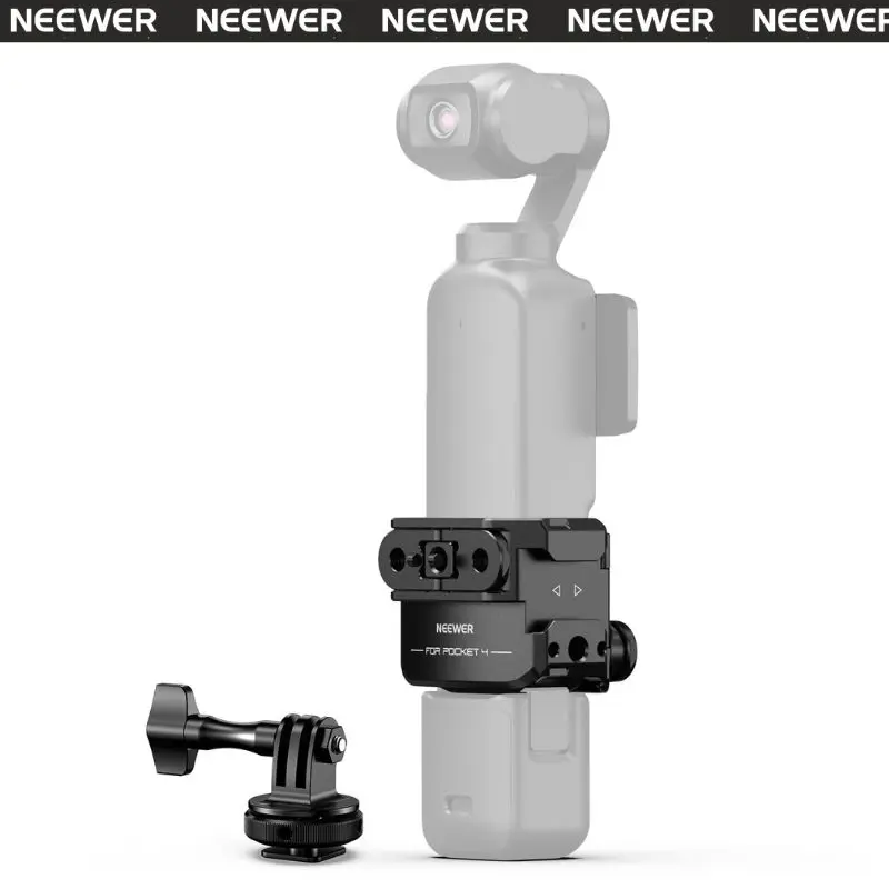 NEEWER AC069 Pocket 4 Cage, Protective Gimbal Camera Video Rig with Cold Shoe Mount Adapter & 1/4" Threads for Action Camera Photography Accessories, Compatible with DJI Osmo Pocket 4 Only