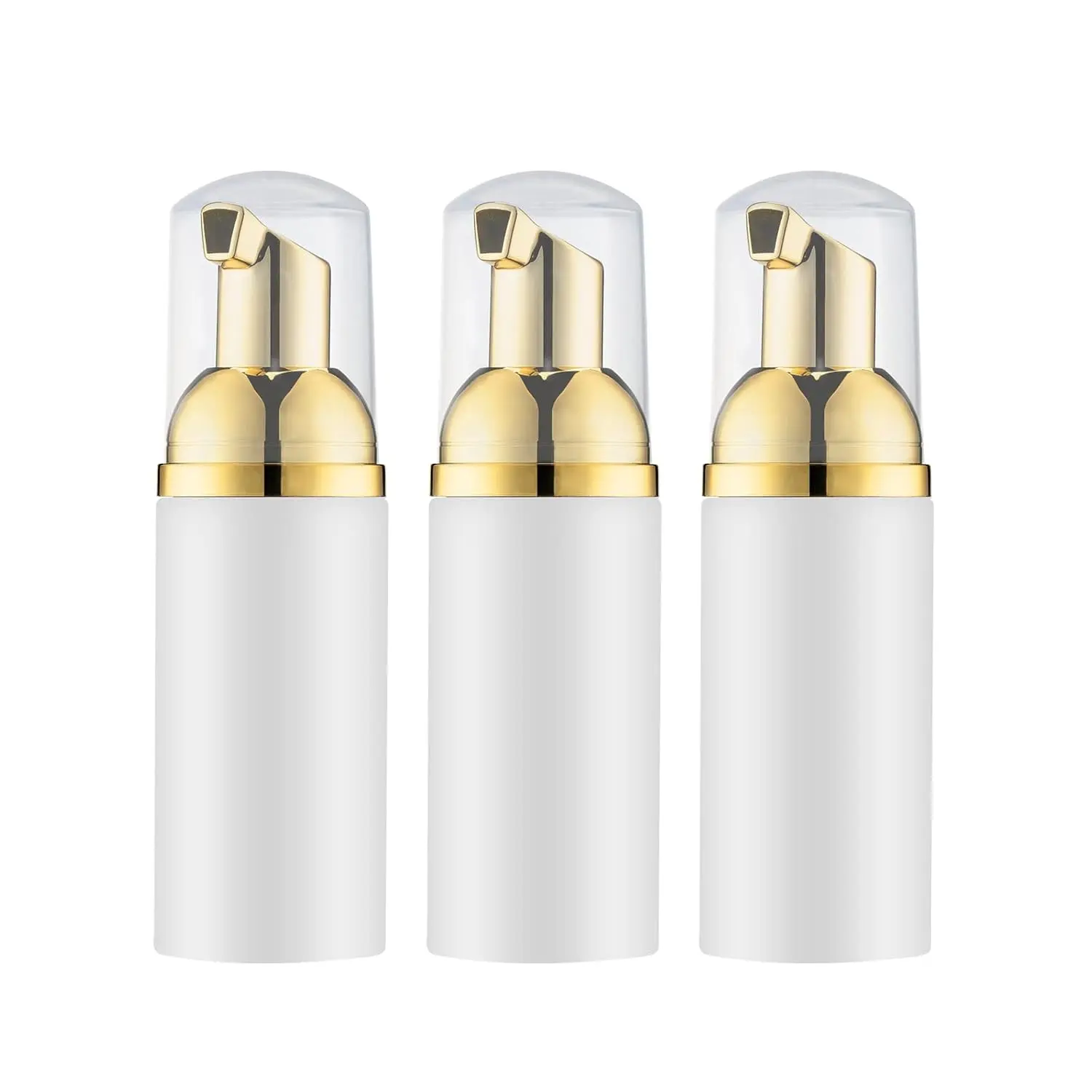 2 OZ Foam Bottle with Gold Pump, Empty Travel Foaming Dispensers for Soap, Shampoo (3pcs, Gold)