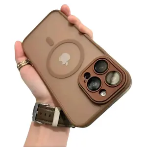 Clear Magnetic Protective Case for iPhone with 9H HD Diamond Camera Cover iphone 16 15 14 13 pro max case protector matte