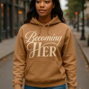 Becoming HER Women's Brown Hoodie with Front Pocket and Drawstring Hood for Everyday Wear