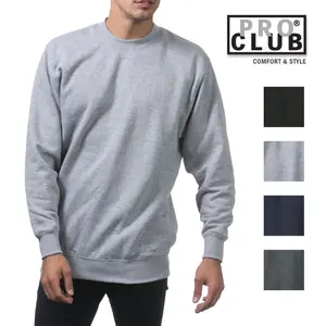 PROCLUB Men's Heavyweight Fleece Crewneck PRO CLUB Crew Neck Sweatshirt Casual Thick Outer Soft Fleece Sweater Warm Crewneck Fit Warm Fleece Lined Plain