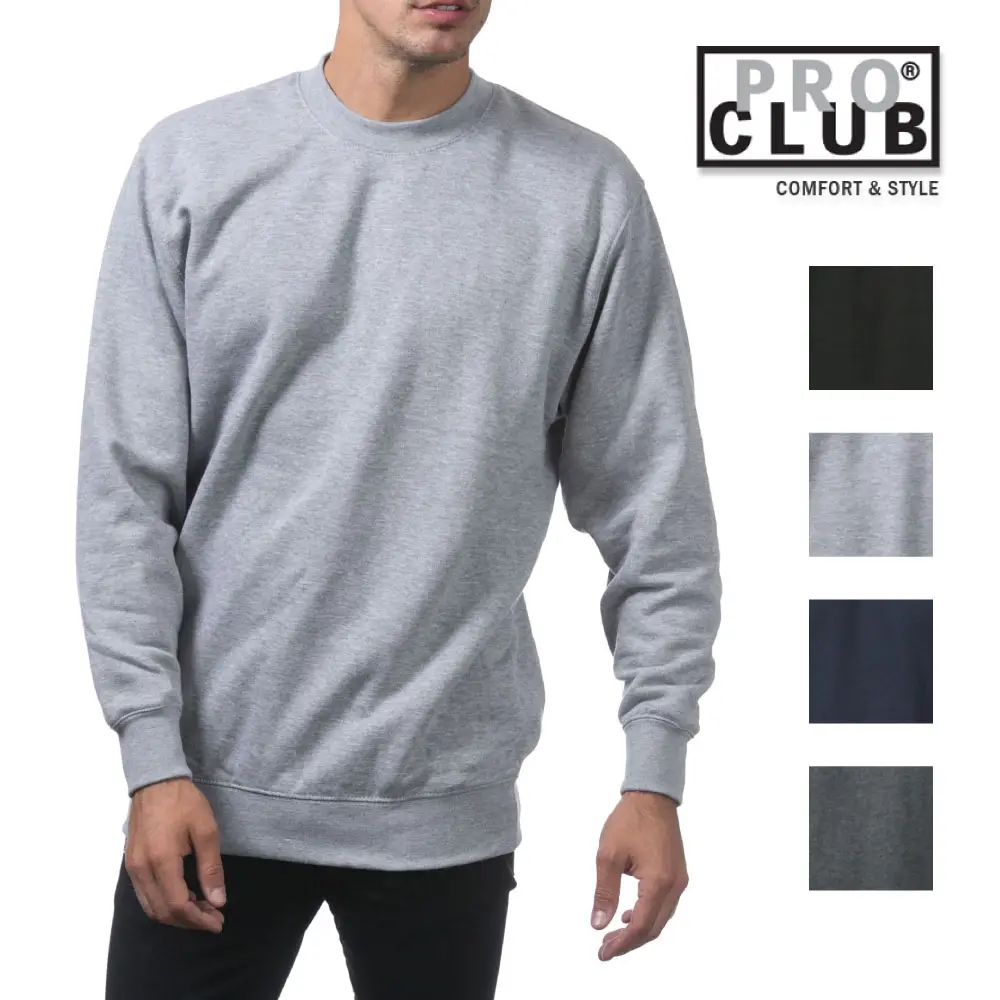 PROCLUB Men's Heavyweight Fleece Crewneck PRO CLUB Crew Neck Sweatshirt Casual Thick Outer Soft Fleece Sweater Warm Crewneck Fit Warm Fleece Lined Pla