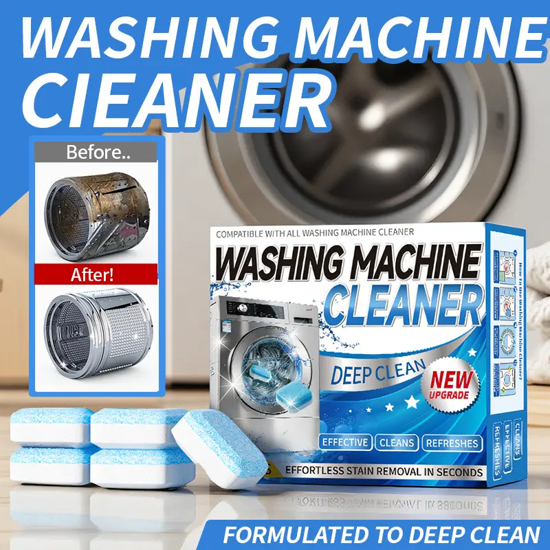 Washing Machine Cleaner Tablets, 3-in-1 Washer Tank Descaler & Stain Remover, Deep Cleaning Tablets for Front & Top Load Washers