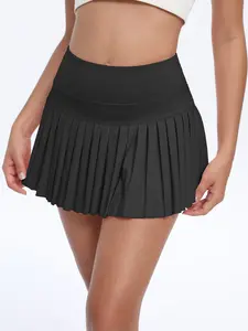 Women's High Waisted Pleated Skirts with shorts, Breathable Solid Colour Golf Mini Skirt, Sports Fitness Tennis Skorts with Pockets, Casual Sporty Skorts