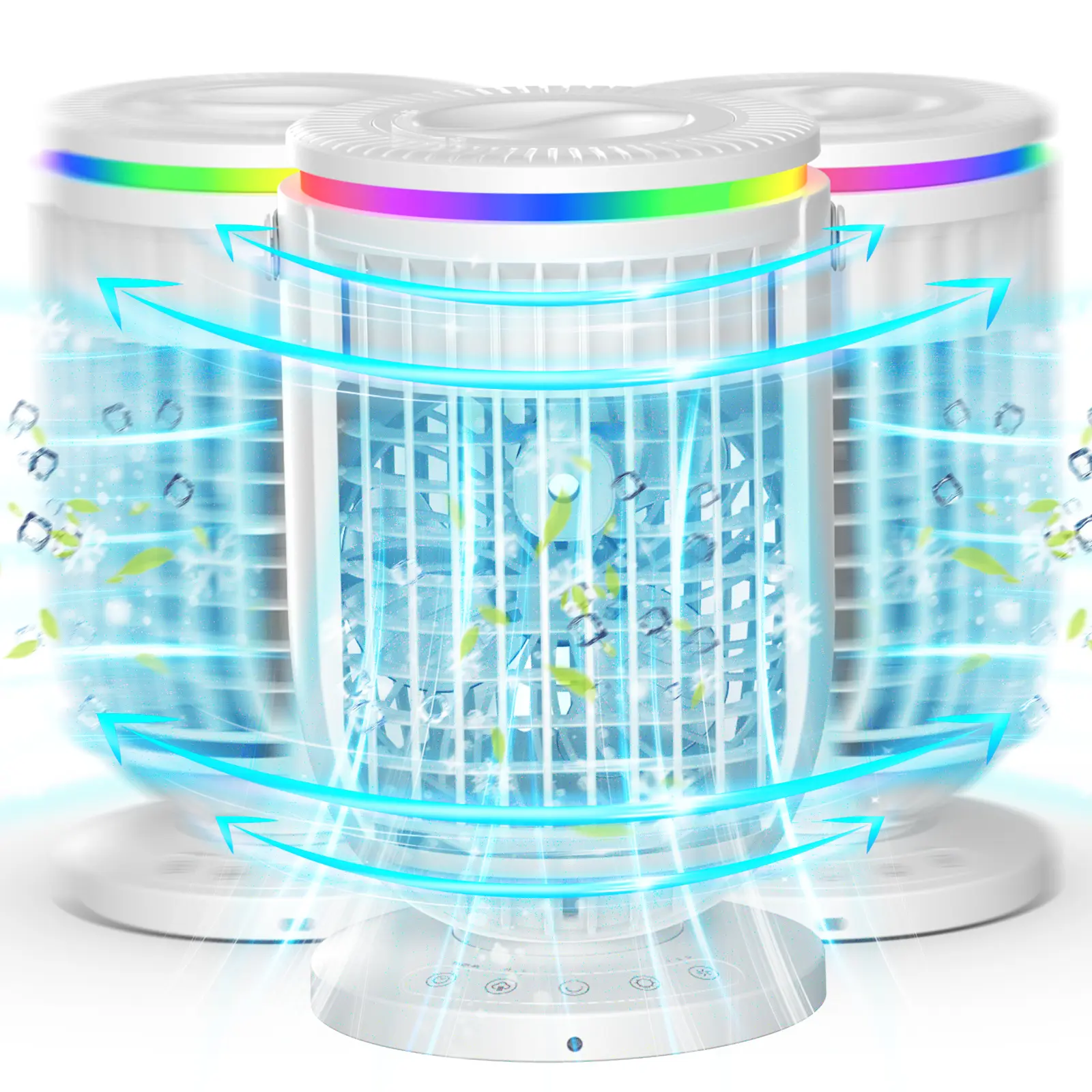 AI Portable Air Conditioners Fan with 120° Rotating Function Evaporative Mini Room Air Conditioners Air Cooler Low Noise Cooling